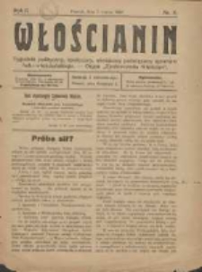 Włościanin: tygodnik polityczny, społeczny, oświatowy poświęcony sprawom ludu włościańskiego: organ "Zjednoczenia Włościan" 1920.03.07 R.2 Nr8