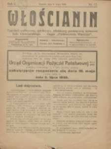 Włościanin: tygodnik polityczny, społeczny, oświatowy poświęcony sprawom ludu włościańskiego: organ "Zjednoczenia Włościan" 1920.05.09 R.2 Nr17