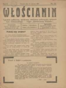 Włościanin: tygodnik polityczny, społeczny, oświatowy poświęcony sprawom ludu włościańskiego: organ "Zjednoczenia Włościan" 1920.06.13 R.2 Nr22