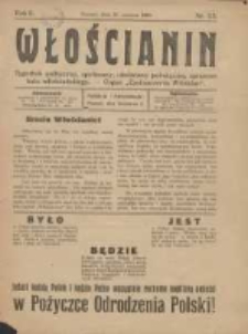 Włościanin: tygodnik polityczny, społeczny, oświatowy poświęcony sprawom ludu włościańskiego: organ "Zjednoczenia Włościan" 1920.06.20 R.2 Nr23