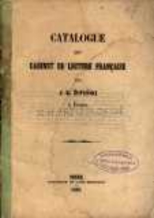 Catalogue du cabinet de lecture française de J. K. Żupański a Posen.