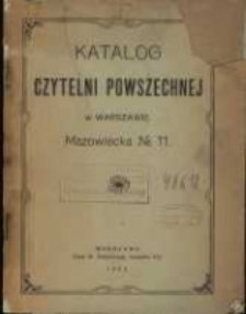 Katalog Czytelni Powszechnej w Warszawie, Mazowiecka no 11, 1925