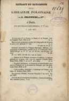 Extrait du catalogue de la Librairie Polonaise de A. Jełowicki et Cie à Paris, rue des Marais-Saint-Germain, no 17 bis, 1 août 1837