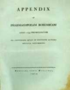 Appendix ad Pharmacopoeam Borussicam anno 1799 promulgatam ea continens quae in editione altera mutata occurrunt