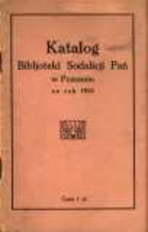 Katalog Bibljoteki Sodalicji Pań w Poznaniu na rok 1925