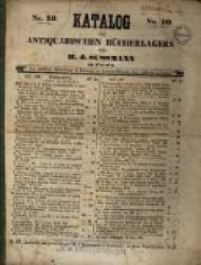 No 10. Katalog des Antiquarischen B&uuml;cherlagers von H. J. Sussmann in Posen