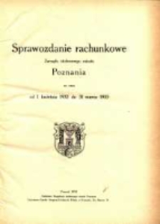 Sprawozdanie Rachunkowe Zarządu Stołecznego Miasta Poznania za czas od 1 kwietnia 1932 do 31 marca 1933