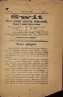 Świt. R. 1, 1908, nr 1