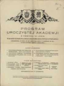 Program uroczystej akademji z powodu 10-lecia Towarzystwa Polsko-Czechosłowackiego w Poznaniu urządzonej w dniu 25-go maja 1933 roku o godzinie 20-tej w Auli Wyższej Szkoły Handlowej