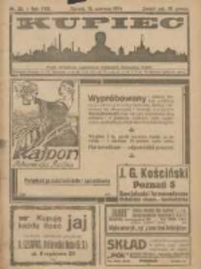 Kupiec Tygodnik: najstarszy i największy tygodnik kupiecko- przemysłowy w Polsce; centralny organ organizacyj kupieckich zachodniej Polsk; 4 Targ Poznański. Zeszyt Potargowyi 1924.06.10 R.18 Nr23