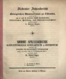 ... Jahresbericht des K&ouml;niglichen Gymnasiums zu Ostrowo : womit zu der ... stattfindenden &ouml;ffentlichen Pr&uuml;fung der und Schlussfeierlichkeit ergebenst einladet ...