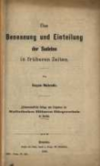 &Uuml;ber Benennung und Einteilung der Sudeten in fr&uuml;heren Zeiten