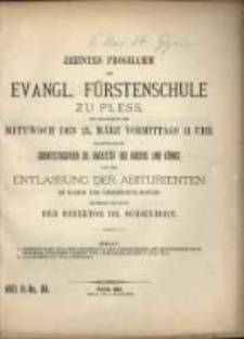 Programm der Evangl. F&uuml;rstenschule zu Pless ...