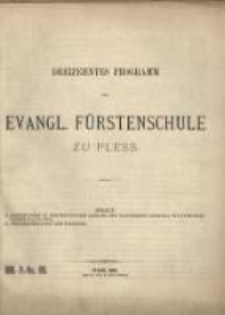 Programm der Evangl. F&uuml;rstenschule zu Pless ...