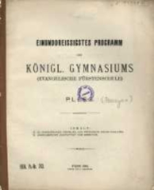 Programm : K&ouml;nigl. Gymnasium (Evangelische F&uuml;rstenschule) zu Pless : Ostern ...