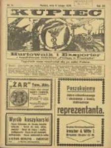 Kupiec Tygodnik: najstarszy tygodnik kupiecko- przemysłowy w Polsce 1926.02.06 R.20 Nr5