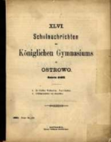 Schulnachrichten des K&ouml;niglichen Gymnasiums zu Ostrowo 1892