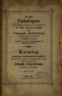 Catalogue d'ouvrages anciens et modernes en vente aux prix marqués chez Joseph Jolowicz Librairie ancienne et moderne a Posen (Prusse) contenant des livres theologiques en langue Polonaise