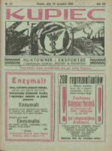 Kupiec Tygodnik: najstarszy tygodnik kupiecko- przemysłowy w Polsce 1926.09.23 R.20 Nr37