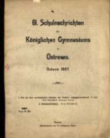 Schulnachrichten des K&ouml;niglichen Gymnasiums zu Ostrowo 1907