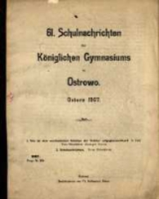 Schulnachrichten des Königlichen Gymnasiums zu Ostrowo 1907