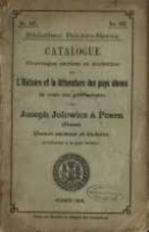 Bibliotheca Polonica-Slavica : catalogue d'ouvrages anciens et modernes sur l'histoire et la littérature des pays slaves en vente aux prix marqués chez Joseph Jolowicz a Posen (Prusse) Librairie ancienne et moderne