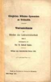 Verzeichnis der B&uuml;cher der Lehrerbibliothek. T. 1