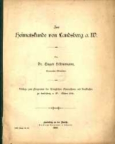 Zur Heimatskunde von Landsberg a. W.