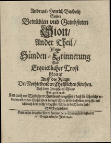 Andreas-Henrich Bucholtz seiner betrübten und getrösteten Sion [...]. Th.2