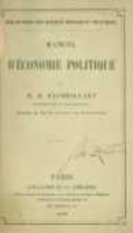 Manuel d'&eacute;conomie politique