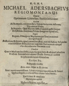 Memoria Adersbachiana [...].