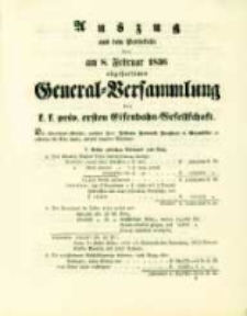 Auszug aus dem Protokolle der am 8. Februar 1836 abgehaltenen General-Versammlung der k.k. privil. ersten Eisenbahn-Gesellschaft