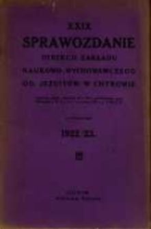 Sprawozdanie Dyrekcji Zakładu Naukowo-Wychowawczego OO. Jezuitów w Chyrowie : za rok szkolny 19222/23