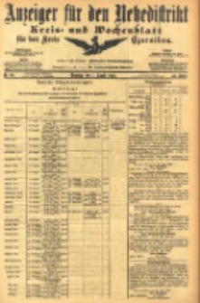 Anzeiger f&uuml;r den Netzedistrikt Kreis- und Wochenblatt f&uuml;r den Kreis Czarnikau 1905.08.01 Jg.53 Nr89