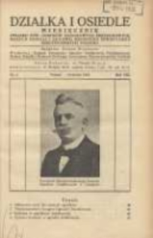 Działka i Osiedle: Miesięcznik Związku Towarzystw Ogr&oacute;dk&oacute;w Działkowych, Przydomowych Małych Osiedli i Hodowli Drobnego Inwentarza Rzeczypospolitej Polskiej 1935.04 R.8 Nr4