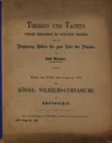 Tiberius und Tacitus : kristiche Beleuchtung des Taciteischen Berichtes &uuml;ber die regierung Tibers bis zum tode des Drusus
