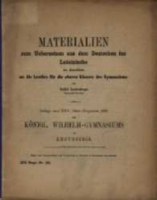 Materialien zum Uebersetzen aus dem Deutschen ins Lateinische im Anschluss an die Lect&uuml;re f&uuml;r die oberen Klassen des Gymnasiums