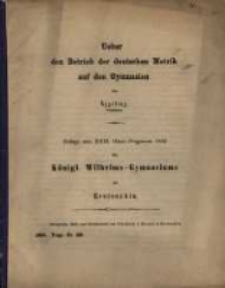 Ueber den Betrieb der deutschen Metrik auf den Gymnasien
