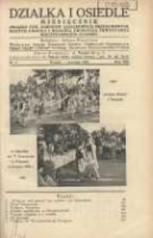 Działka i Osiedle: Miesięcznik Związku Towarzystw Ogr&oacute;dk&oacute;w Działkowych, Przydomowych Małych Osiedli i Hodowli Drobnego Inwentarza Rzeczypospolitej Polskiej 1935.09 R.8 Nr9