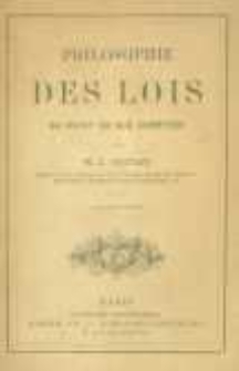 Philosophie des lois au point de vue chr&eacute;tien