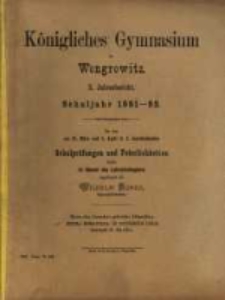 K&ouml;nigliches Gymnasium zu Wongrowitz ... Jahresbericht : Schuljahr ...