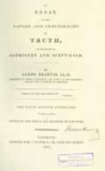An essay on the nature and immutability of truth; in opposition to sophistry and scepticism.