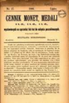 Cennik Monet, Medali i. t. d. Wystawionych na Sprzedaż lub też do Nabycia Poszukiwanych. R. 5, nr 17 (1886)