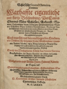 Schlesische General Chronica. [Trad. germ. Henrici Raetel].