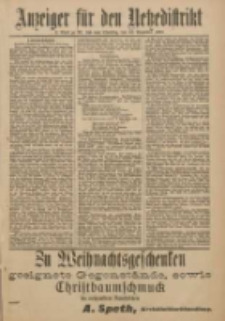 Anzeiger f&uuml;r den Netzedistrikt Kreis- und Wochenblatt f&uuml;r den Kreis und Stadt Czarnikau 1909.12.14 Jg.57 Nr145