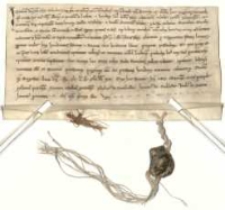 [Zatwierdzenie układu między opatem klasztoru w Łeknie a synami Sławnika: Piotrem, Sławnikiem i Trojanem w sprawie zamiany jezior i posiadłości.]