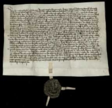 [Poświadczenie sprzedaży na wyderkaf przez radę miejską Szprotawy czynszu rocznego 4 grzywien groszy praskich spadkobiercom Hansa Schelwegke: wdowie po nim oraz majstrom i całemu cechowi rzeźników].