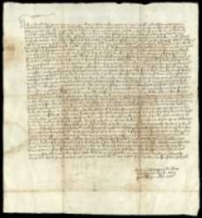 [List sądu ławniczego (w&oacute;jta i ławnik&oacute;w, czyli ławy miejskiej) Warszawy do rady miejskiej Torunia jako najwyższej instancji sądowej prawa chełmińskiego z prośbą o wydanie ostatecznego wyroku w sprawie majątkowej braci rodzonych Jana i Andrzeja Voit&oacute;w (Foyt), ławnik&oacute;w warszawskich, dotyczącej spłaty przez Jana długu 50 kop p&oacute;łgroszy zapisanych na w&oacute;jtostwie warszawskim]