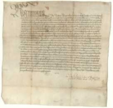 [Kr&oacute;l Polski Kazimierz oświadcza, że uchwalona na sejmie piotrkowskim cyza na pokrycie koszt&oacute;w wojny z Prusami, będzie pobierana od wszystkich miast Korony tylko przez jeden rok].