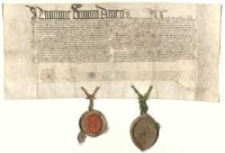 [Przeznaczenie przez biskupa poznańskiego Uriela G&oacute;rkę za zgodą kapituły katedralnej dziesięciny zbożowej (małdratowej) i pieniężnej z d&oacute;br dziedzicznych Prusinowo w Wielkopolsce jako zabezpieczenie sumy 300 floren&oacute;w węgierskich, oddanych niegdyś w depozyt biskupowi, a użytych przezeń na wykup sołectw w dobrach biskupich: mieście Łaskarzewie i wsiach Pilczyn i Wierzbiny w powiecie radomskim w Małopolsce]